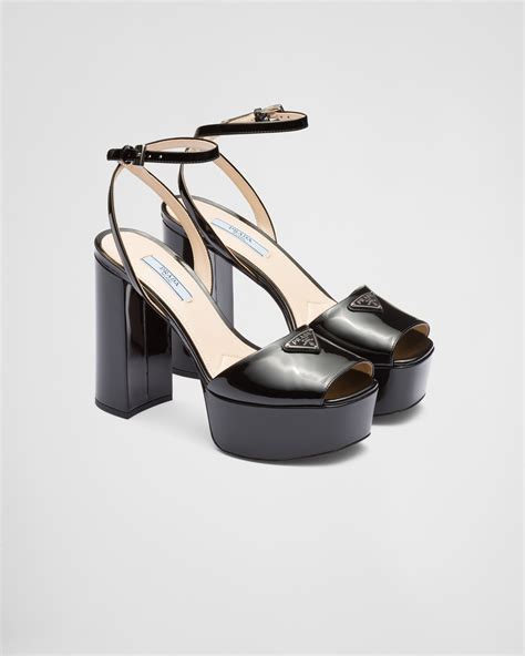 prada plateau sandalen schwarz|Prada platform sandals.